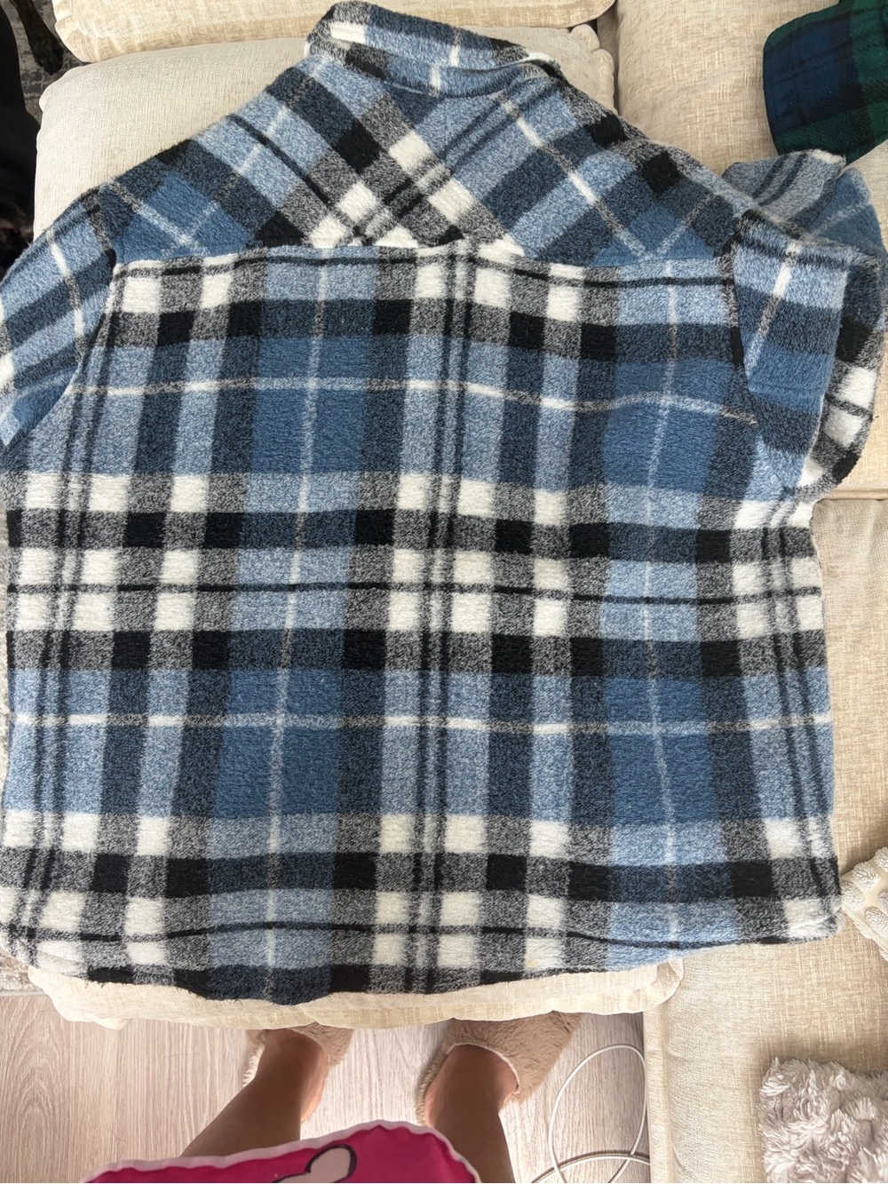 Zara Light Blue Black White Plaid Button Shirt Jacket - Picture 6 of 6